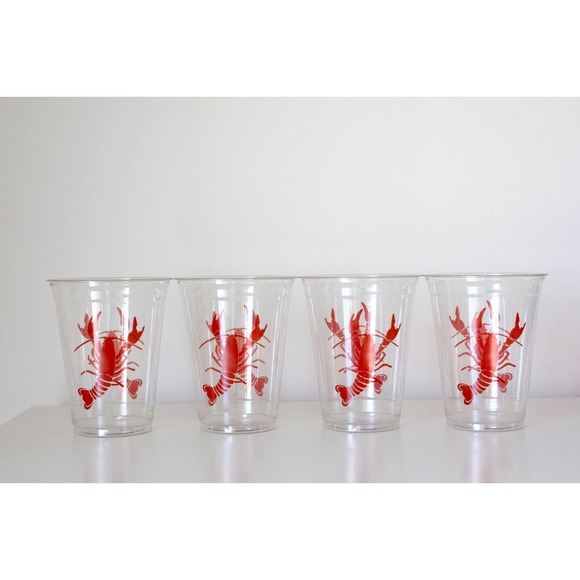 4 DISPOSABLE CLEAR PLASTIC LOBSTER CRAWFISH CUPS NEW - Picture 1 of 11